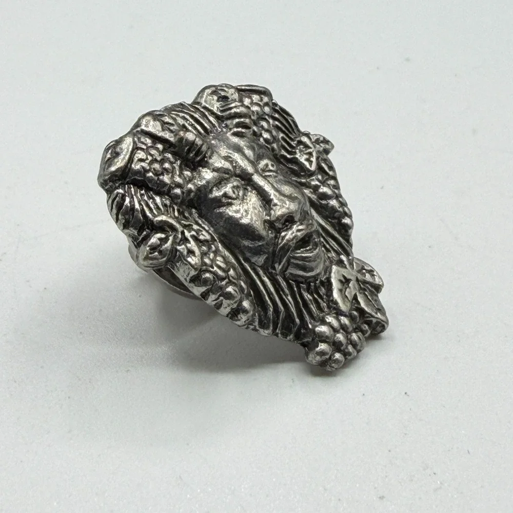 Jim Clift Bacchus God of Wine Pewter Pin Greek Roman Mythology Figural Brooch